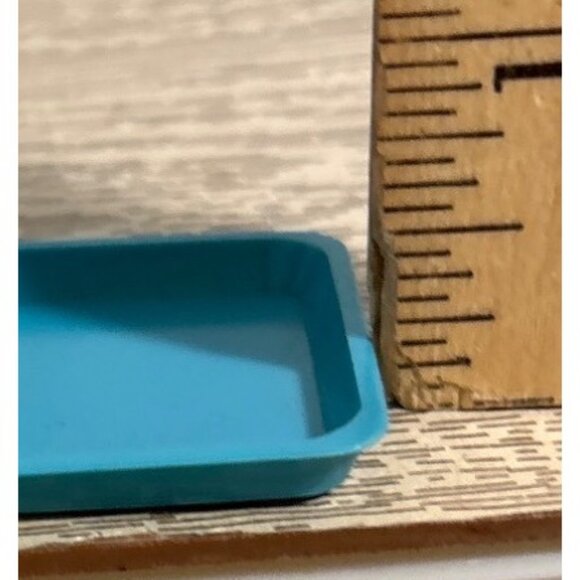 Vintage Marx Little Hostess Blue Plastic Rectangular Tray 3.25" Long 1960's - Picture 6 of 7